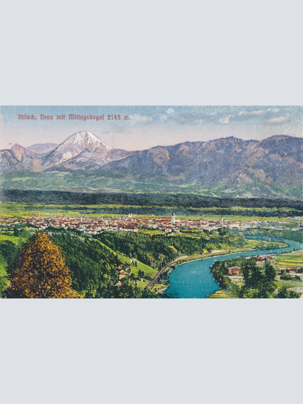 AK, Villach, Drau mit Mittagskogel, Kärnten, Ansichtskarte (S4267)