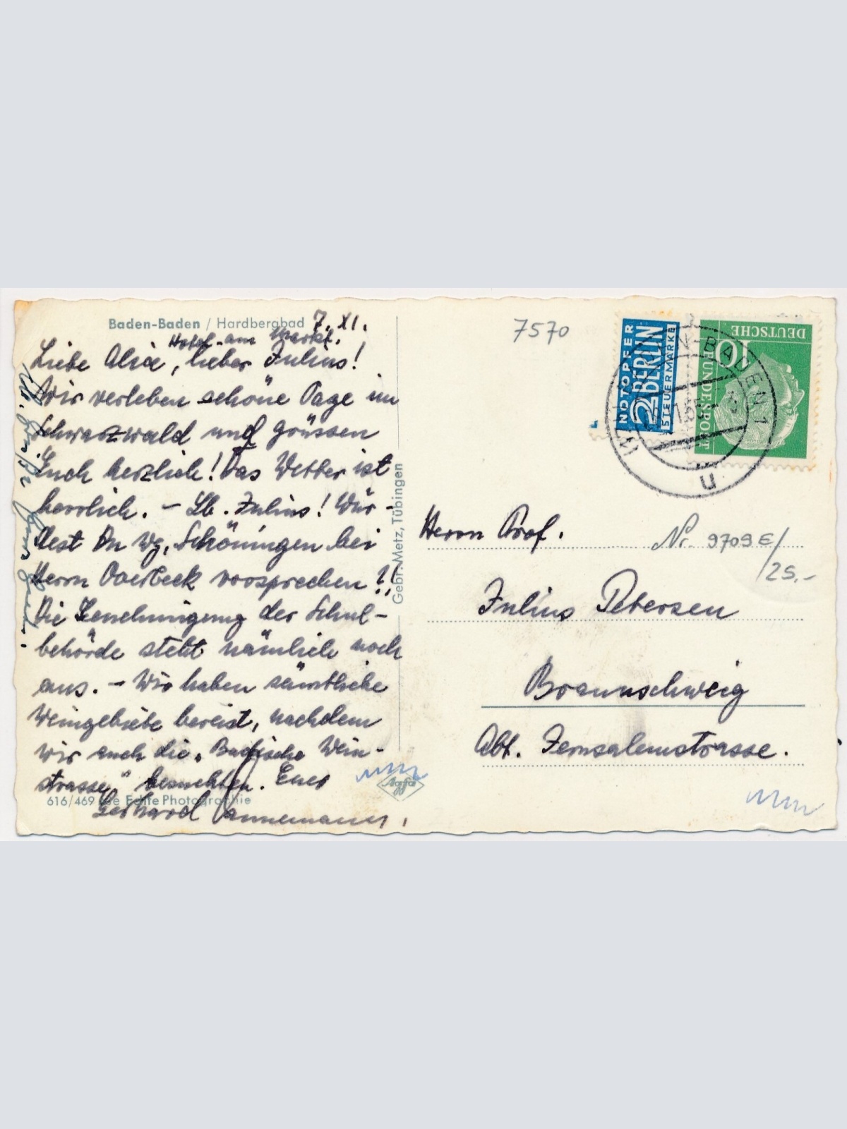 AK, Baden-Baden, Baden-Württemberg, Hardbergbad, Ansichtskarte (S4275)