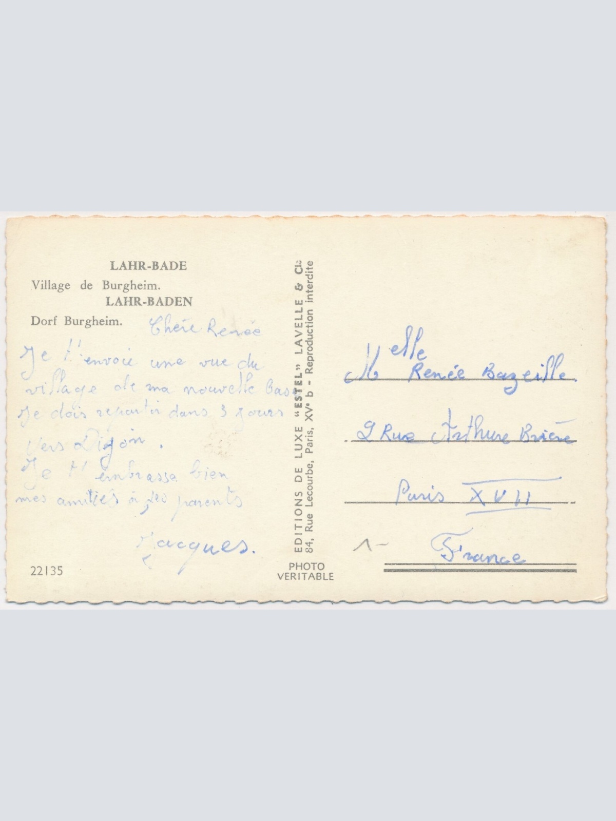 AK, Lahr, Dorf Burgheim, Baden-Württemberg, Ansichtskarte (S4426)