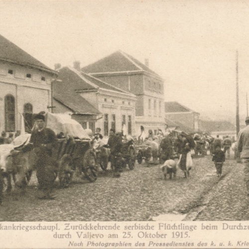 AK Balkankriegschauplatz mit Serbischen Flüchtlingen 1915 Ansichtskarte (13645)