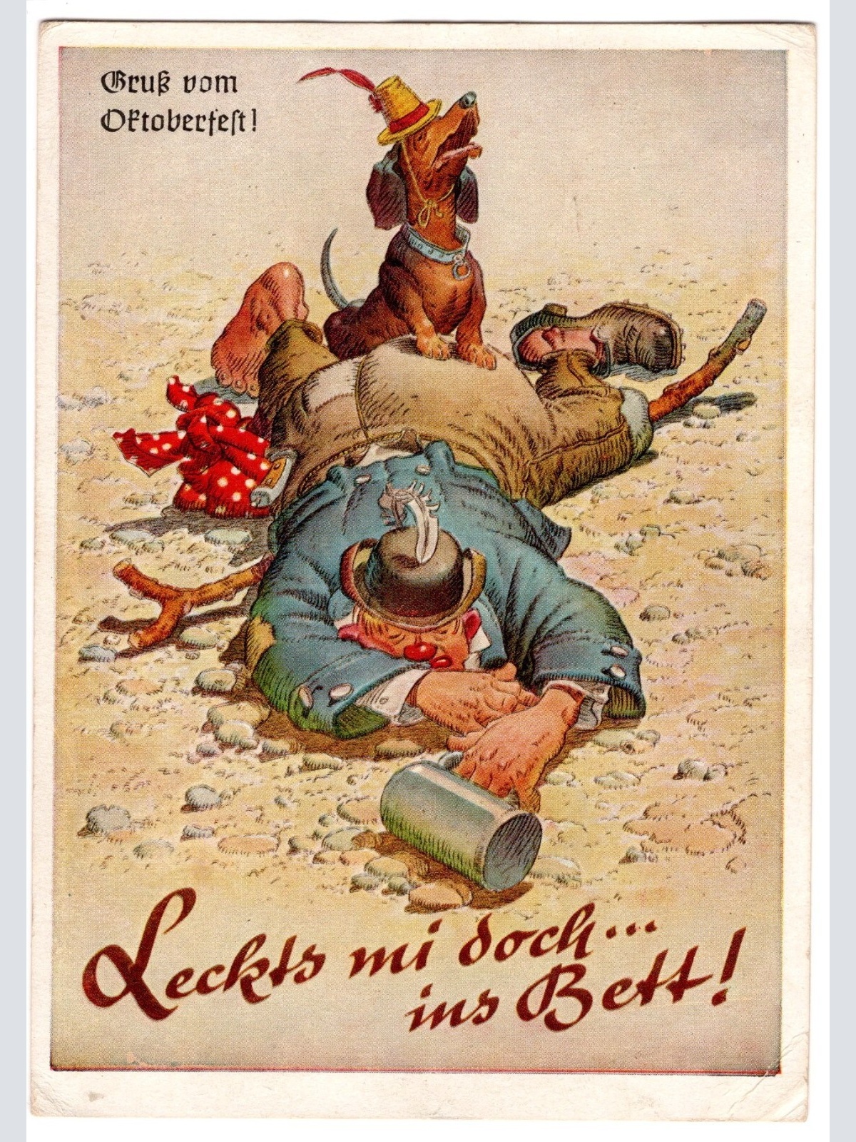 AK, Gruß vom Oktoberfest, Leckts mi doch ins Bett, Ansichtskarte (S4685)
