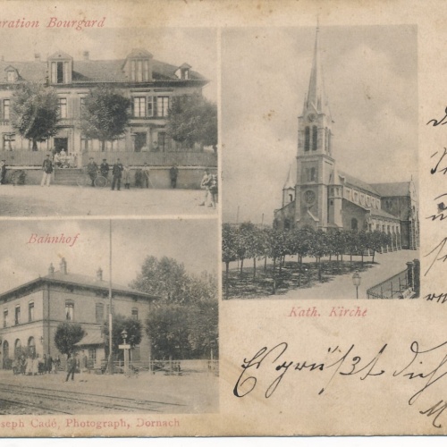 AK aus Dornach Bayern mit Bahnhof Ansichtskarte (13949)