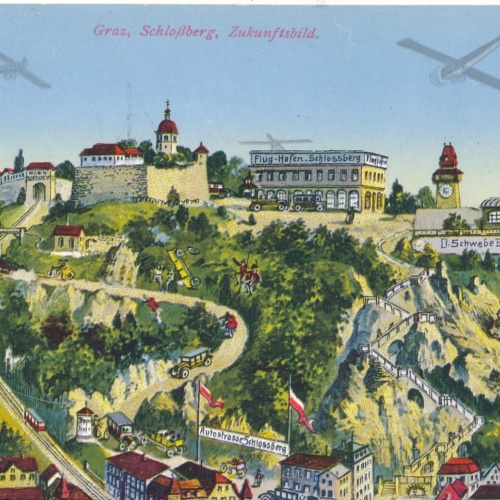 AK aus Graz Schloßberg Zukunftsbild Ansichtskarte (14000)
