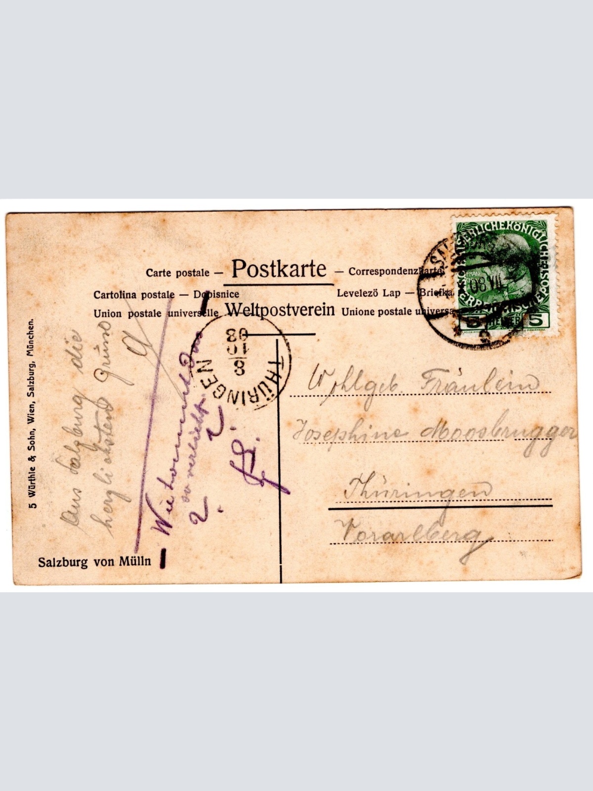 AK, Salzburg von Mülln, Ansichtskarte (S4815)