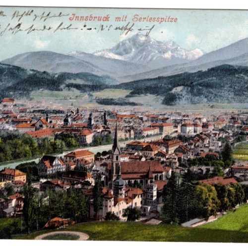 AK, Innsbruck mit Serlesspitze, Tirol, Ansichtskarte (S4821)