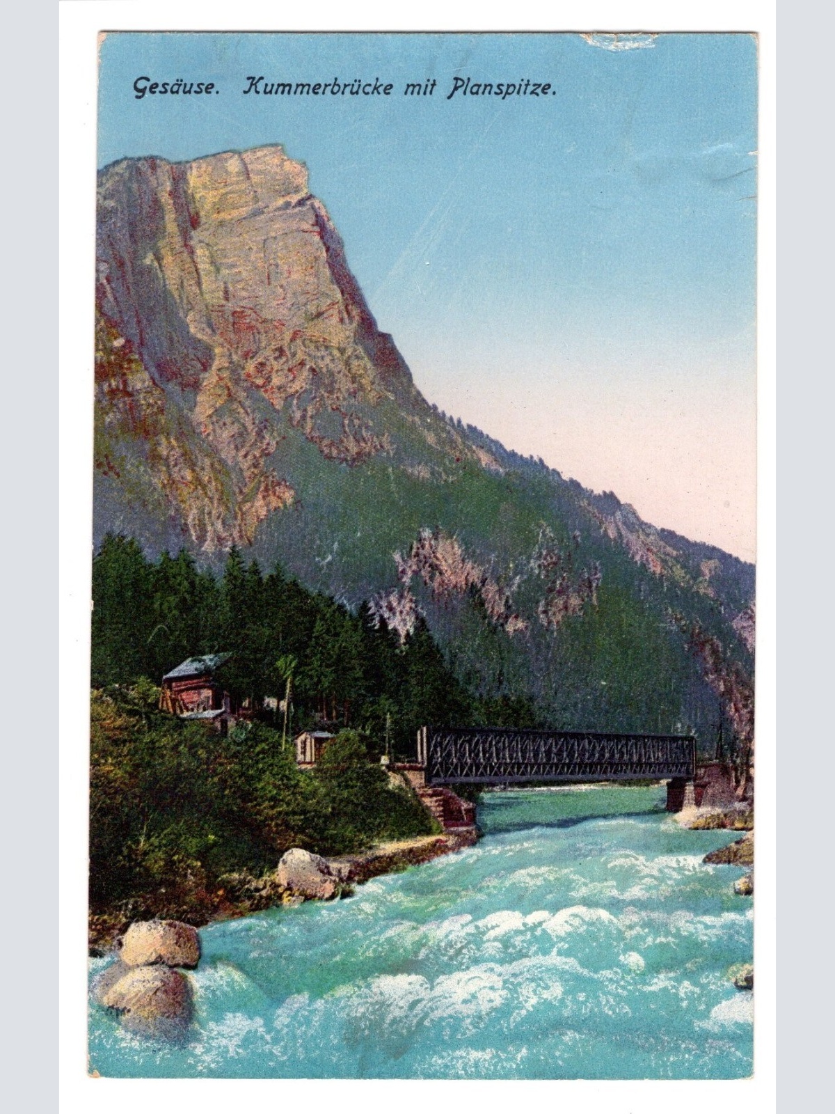 AK, Gesäuse, Kummerbrücke mit Planspitze, Steiermark, Ansichtskarte (S4974)