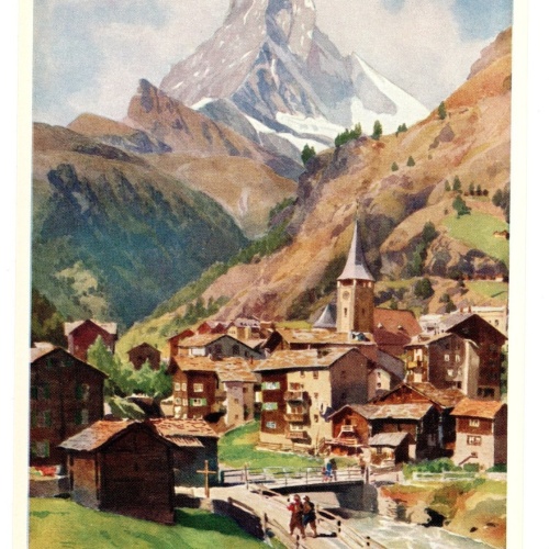 Künstler-AK, Handel-Mazzetti, Zermatt, Nr. 7 Dorf mit Matterhorn (S5039)