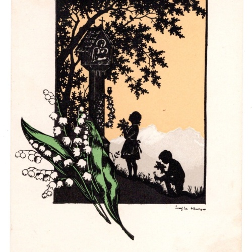 AK, Josefine Allmayer, zwei Kinder, Ansichtskarte (S5064)