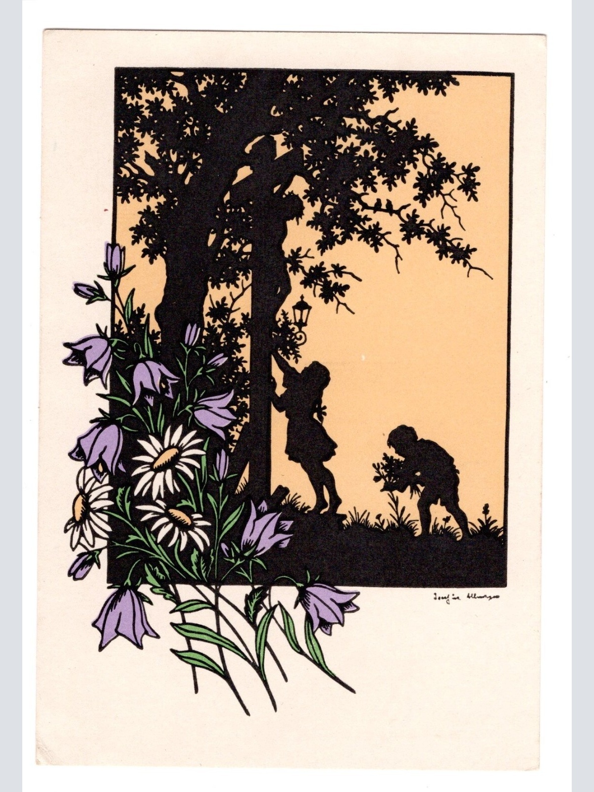 AK, Josefine Allmayer, zwei Kinder, Ansichtskarte (S5065)