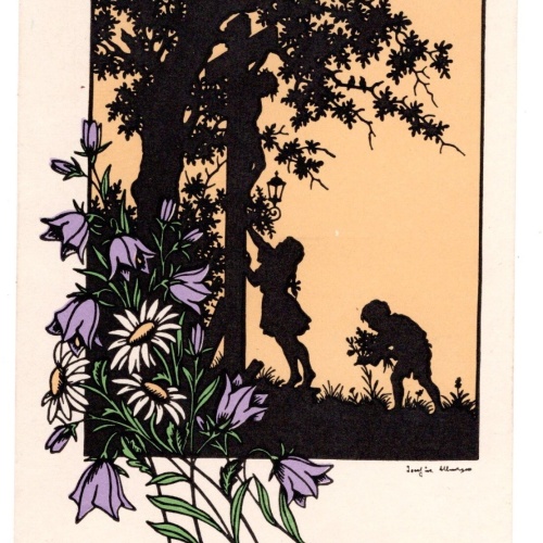 AK, Josefine Allmayer, zwei Kinder, Ansichtskarte (S5065)