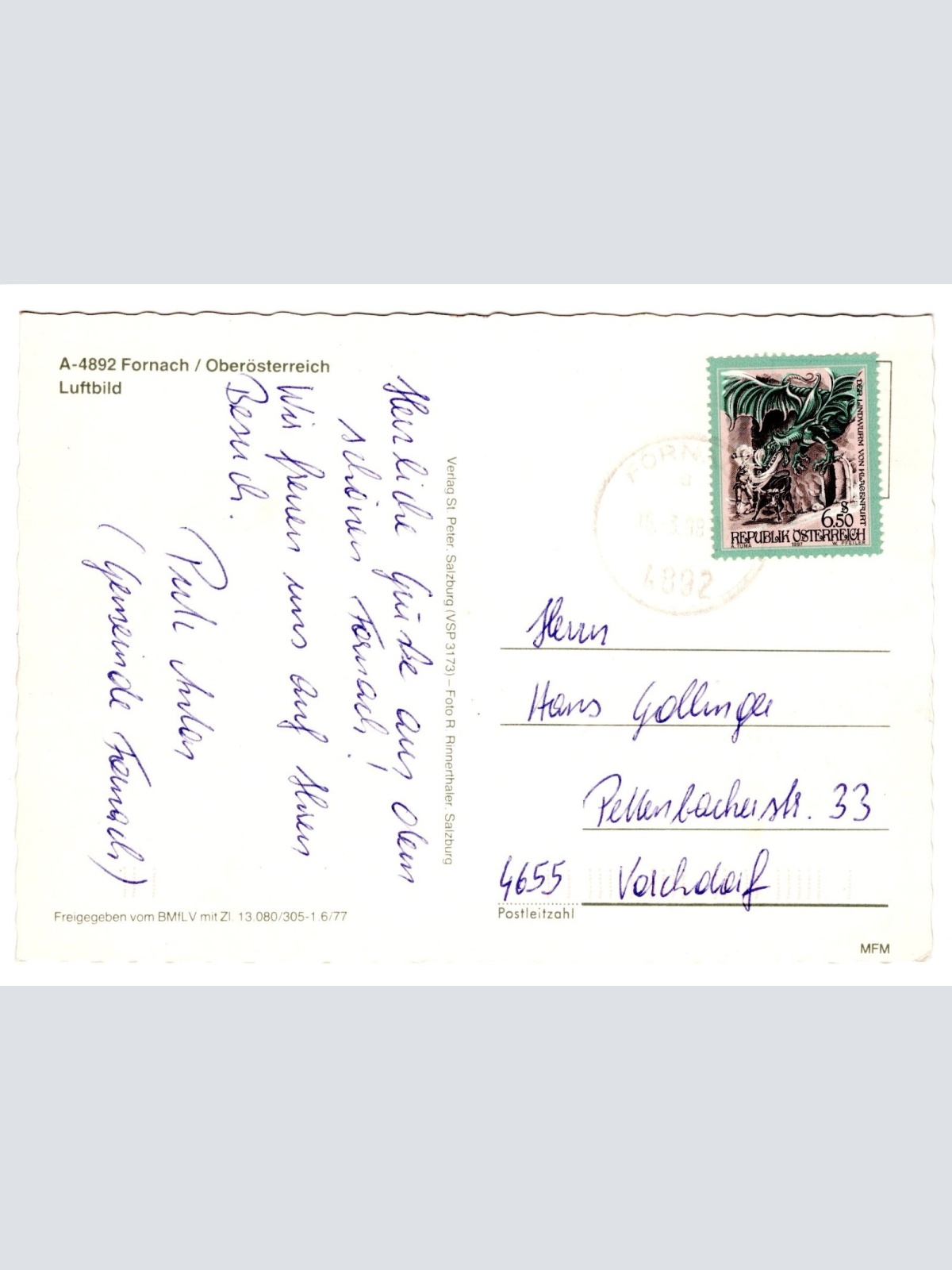 AK, Fornach, Luftbild, Oberösterreich, Ansichtskarte (S5208)