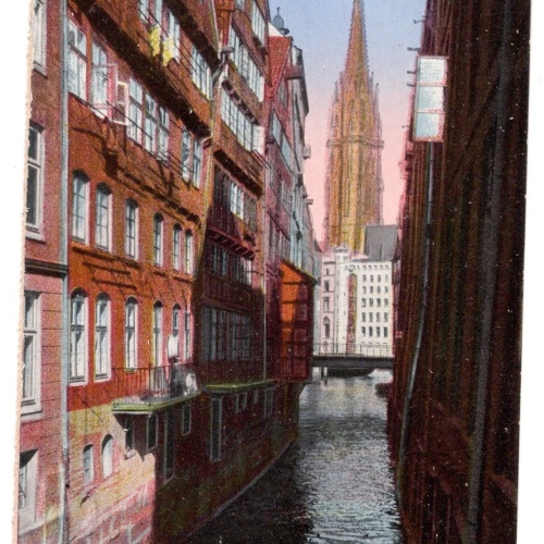 AK, Hamburg, Flet mit Nicolaikirche, Ansichtskarte (S5381)