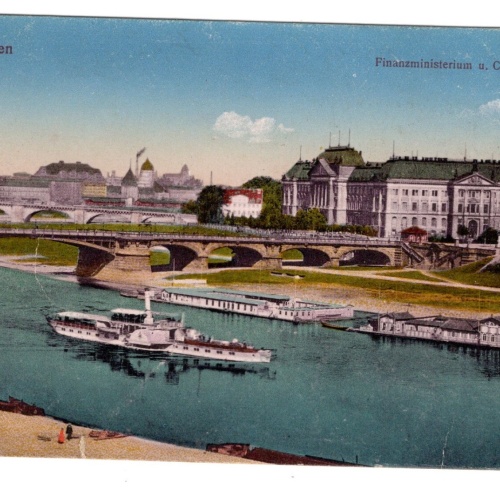 AK, Dresden, Sachsen, Finanzministerium u. Carolabrücke, Ansichtskarte (S5490)