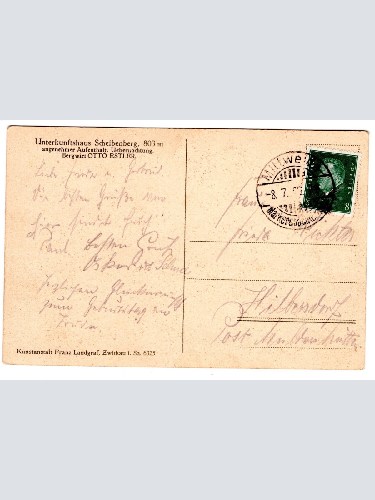 AK, Unterkunftshaus Scheibenberg, Sachsen, Ansichtskarte (S5506)