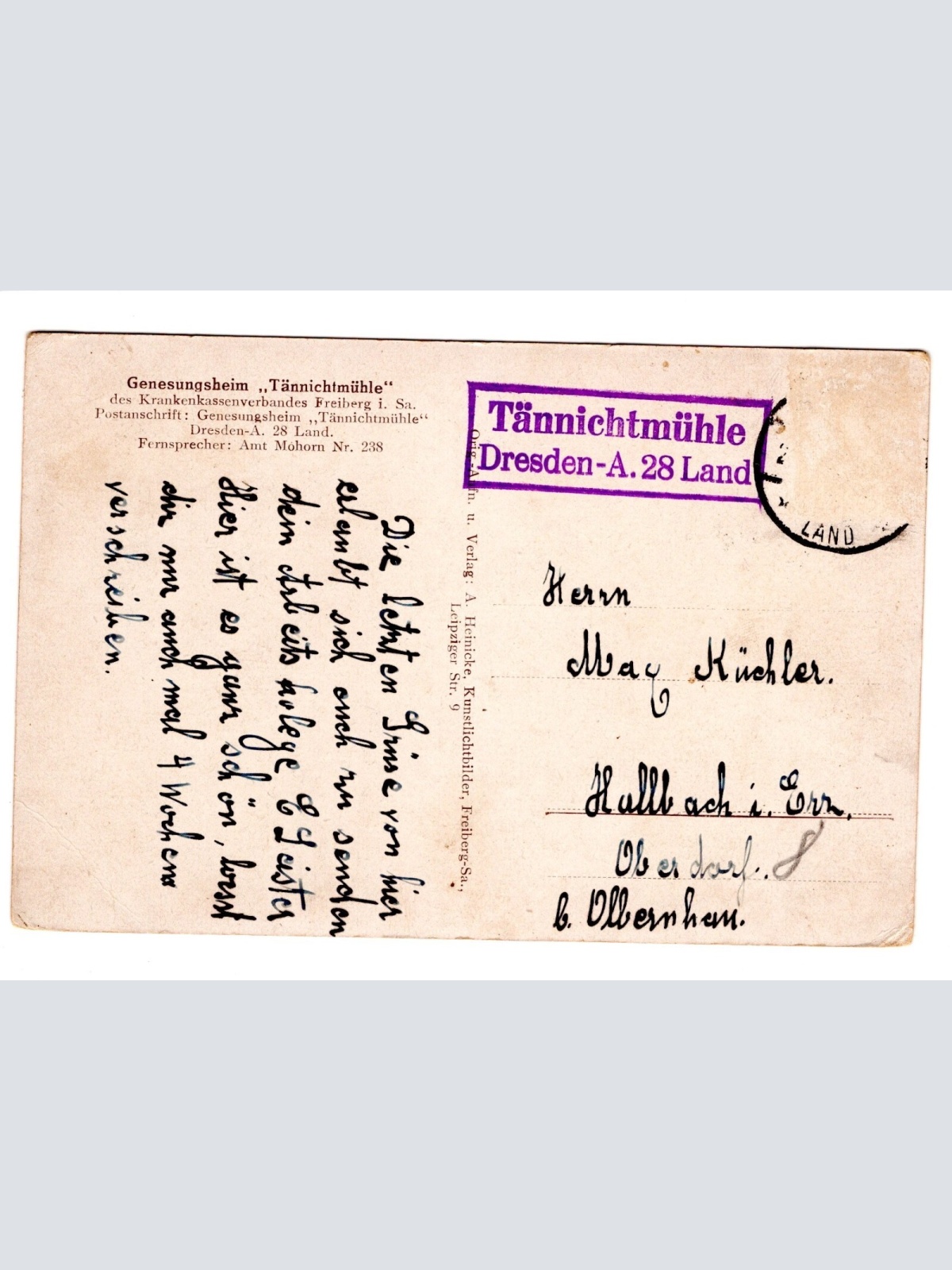 AK, Genesungsheim Tännichtmühle, Sachsen, Ansichtskarte (S5537)