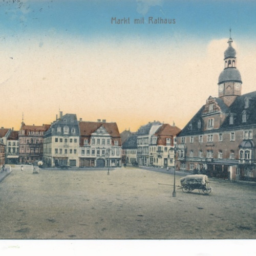 AK aus Borna Markt mit Rathaus Sachsen Ansichtskarte (14149)