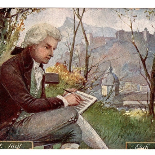 AK, Mozart Läßt euch grüßen, Ansichtskarte (S5651)