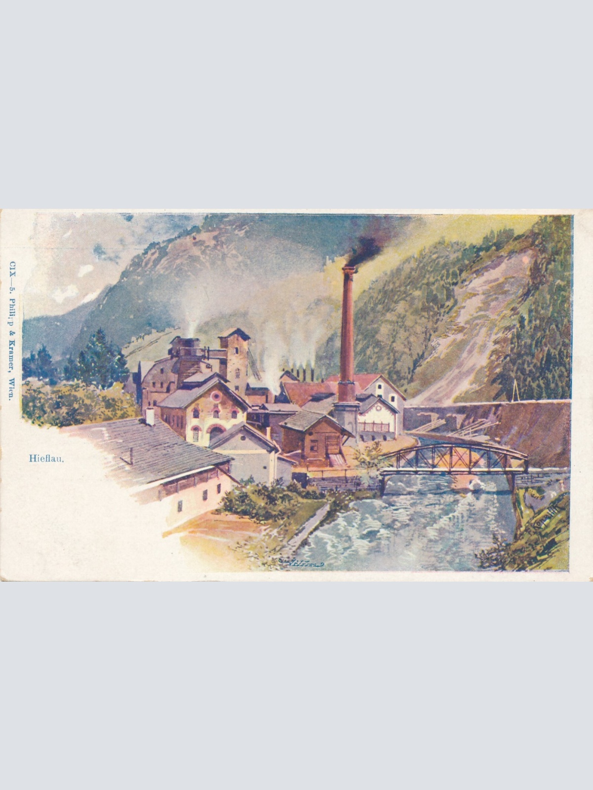 AK aus Hieflau mit Fabrik Steiermark Ansichtskarte (14187)
