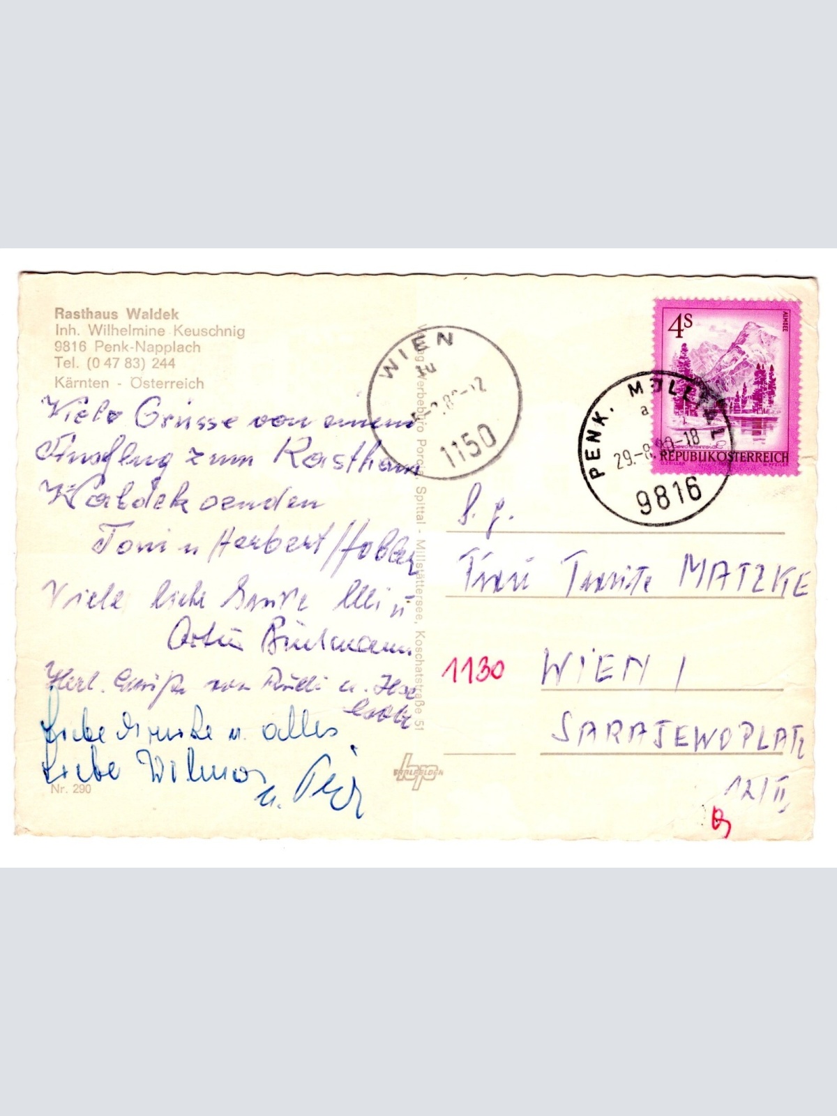 AK, Rasthaus Waldek, Penk-Napplach, Kärnten, Ansichtskarte (S5751)