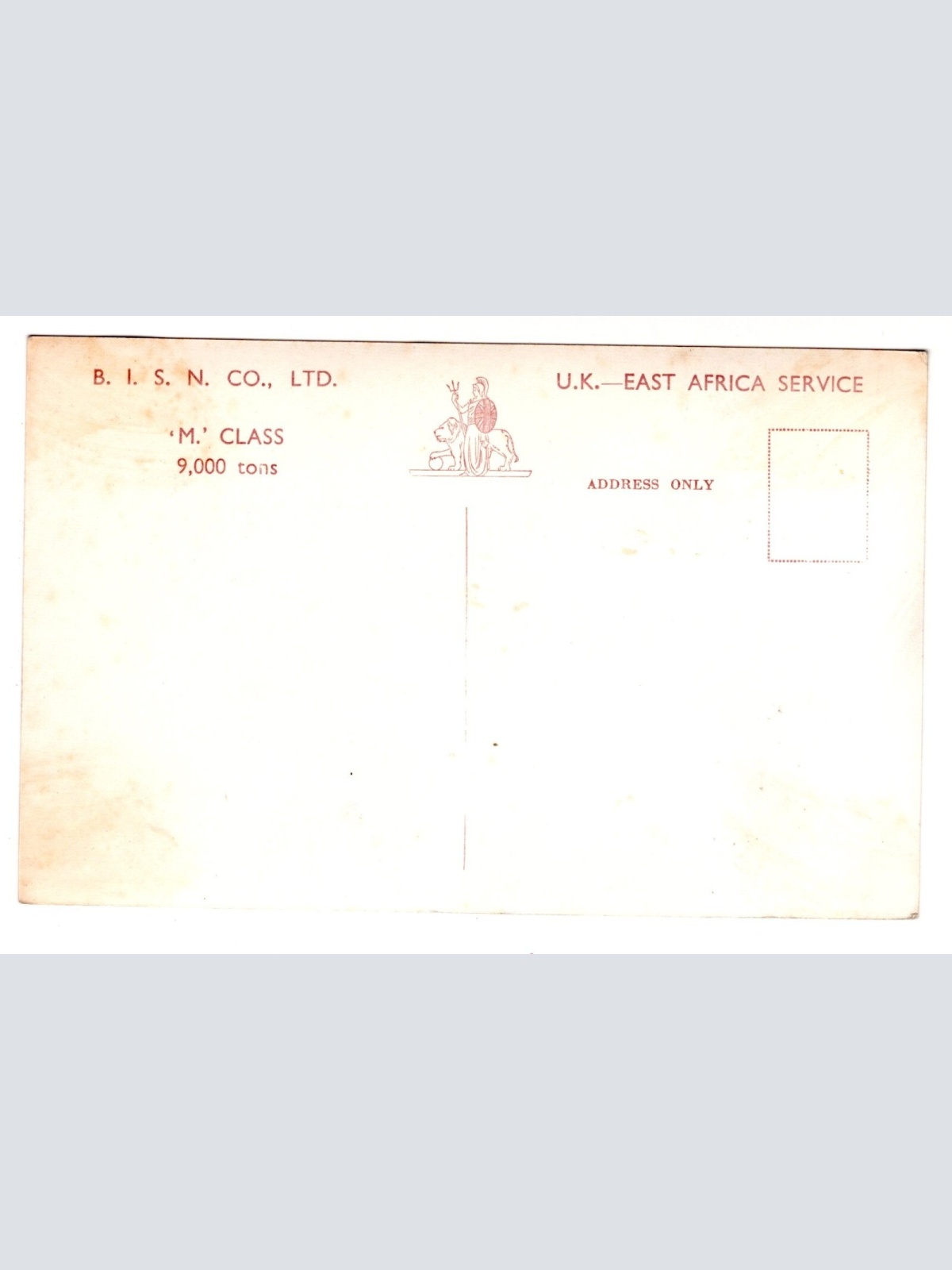 AK, B. I. S. N. Co., LTD, M. Class, Ansichtskarte (S5893)