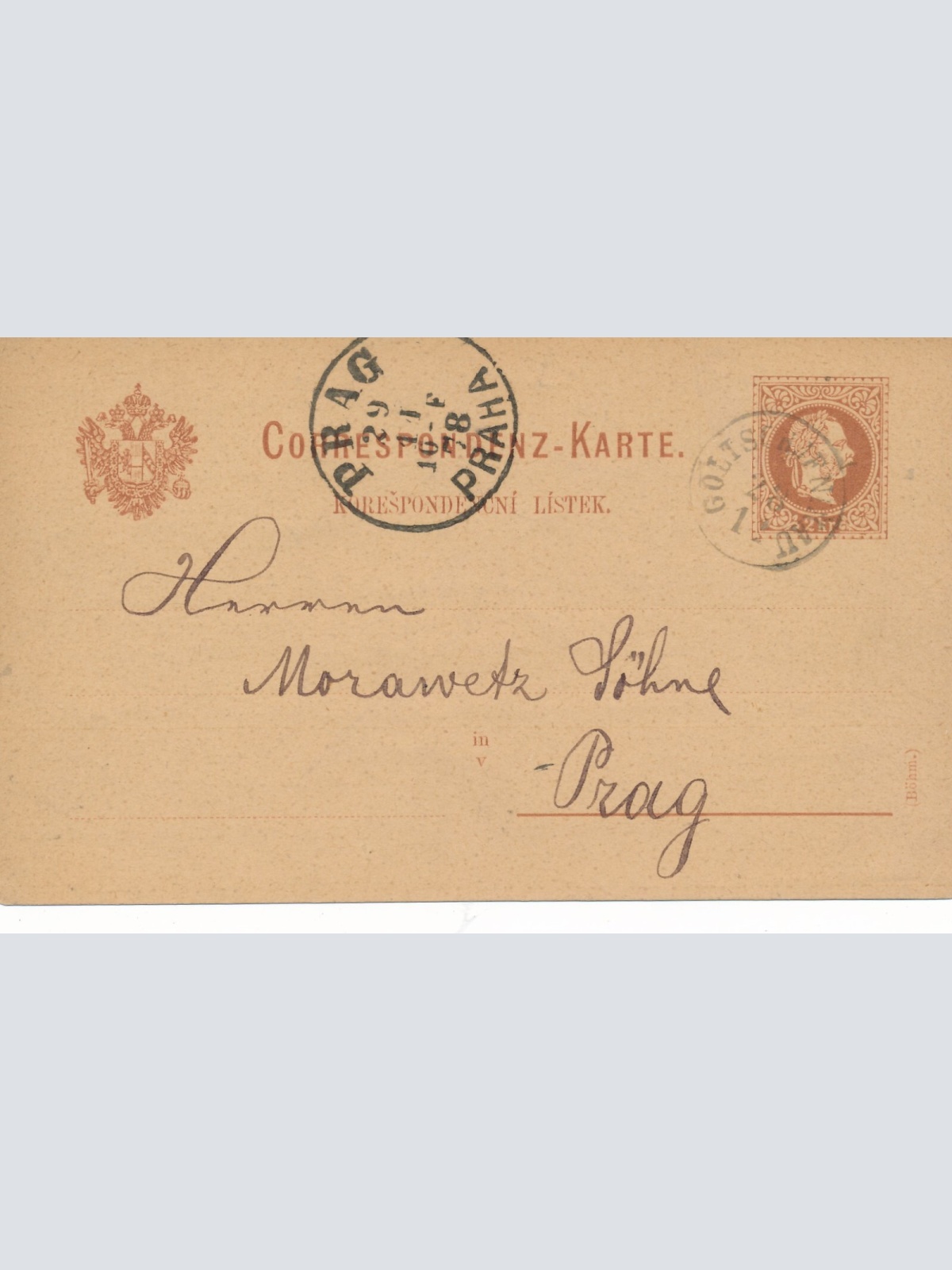 2 Kreuzer Ganzsachen - Karte 1878 aus Goltschenikau (14366)