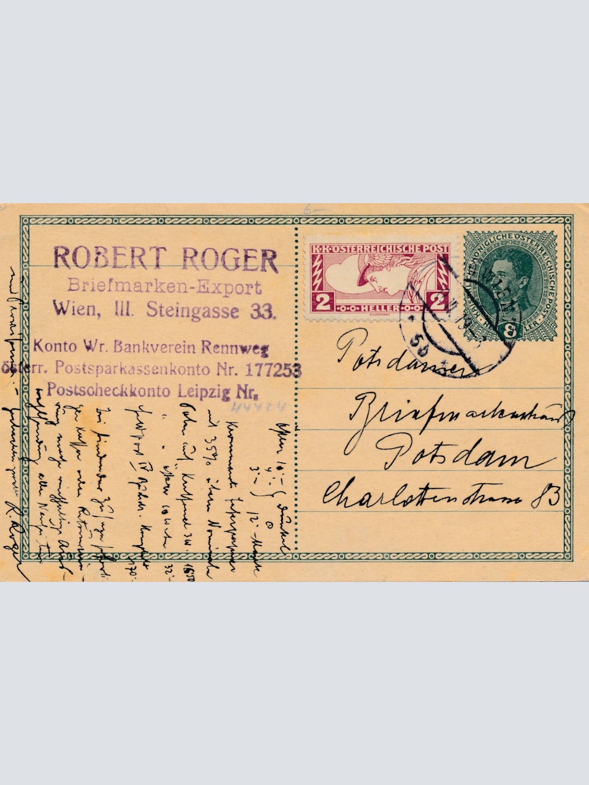 8 Heller Ganzsachen - Karte 1919 aus Wien (14377)