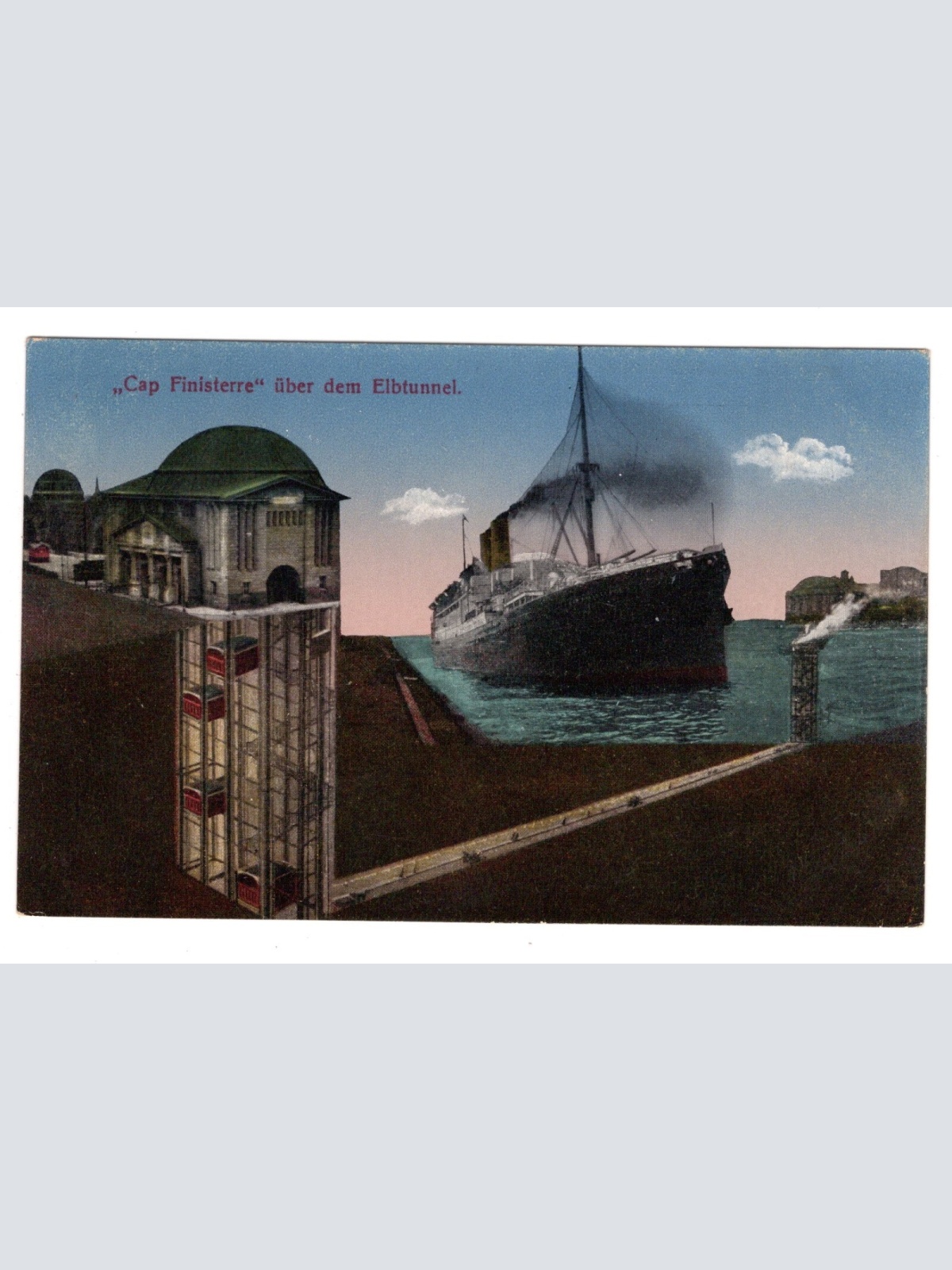 AK, Cap Finisterre, über dem Elbtunnel, Ansichtskarte (S6264)