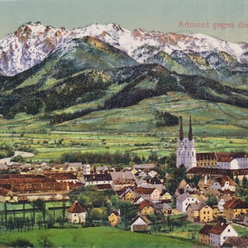 AK aus Admont gegen die Hallermauer Steiermark Ansichtskarte (14500)