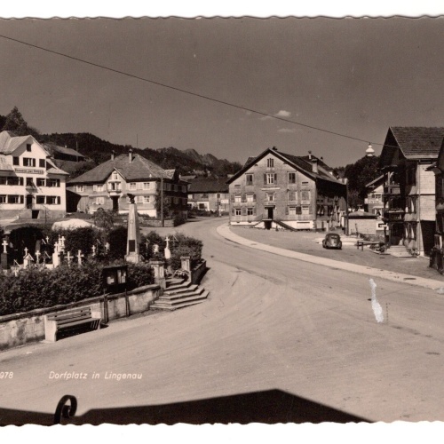 AK, Dorfplatz in Lingenau, Vorarlberg, Ansichtskarte (S6343)