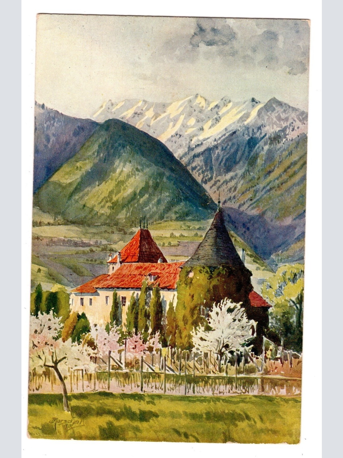 AK, Meran-Obermais, Schloss Planta, Italien, Ansichtskarte (S6358)