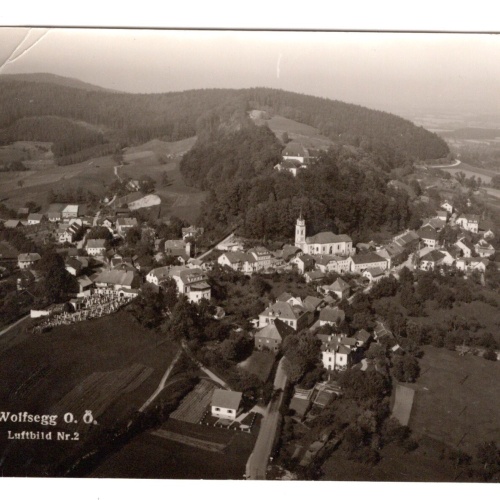 AK, Wolfsegg, Luftbild Nr. 2, Oberösterreich, Ansichtskarte (S6418)