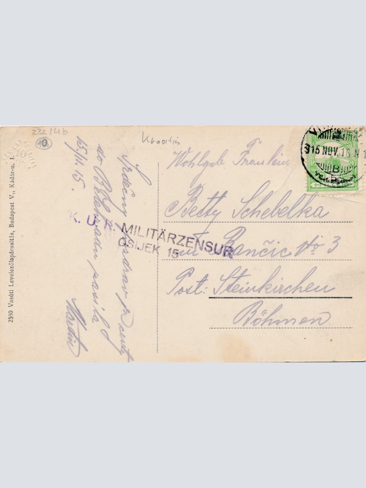 AK aus Vinkovce Nemet utca a gimnaziummal Kroatien Ansichtskarte (14344)