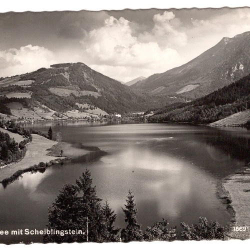 AK, Lunzersee mit Scheiblingstein, Niederösterreich, Ansichtskarte (S6633)