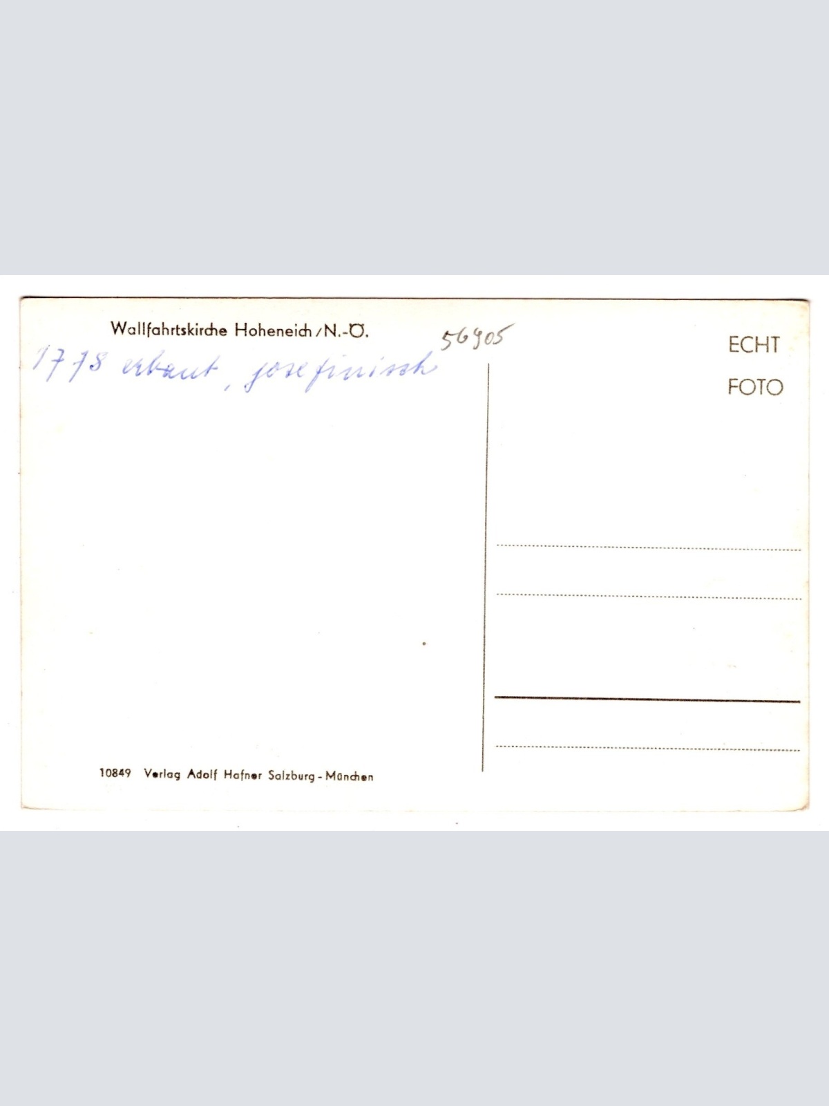 AK, Wallfahrtskirche Hoheneich, Niederösterreich, Ansichtskarte (S6688)