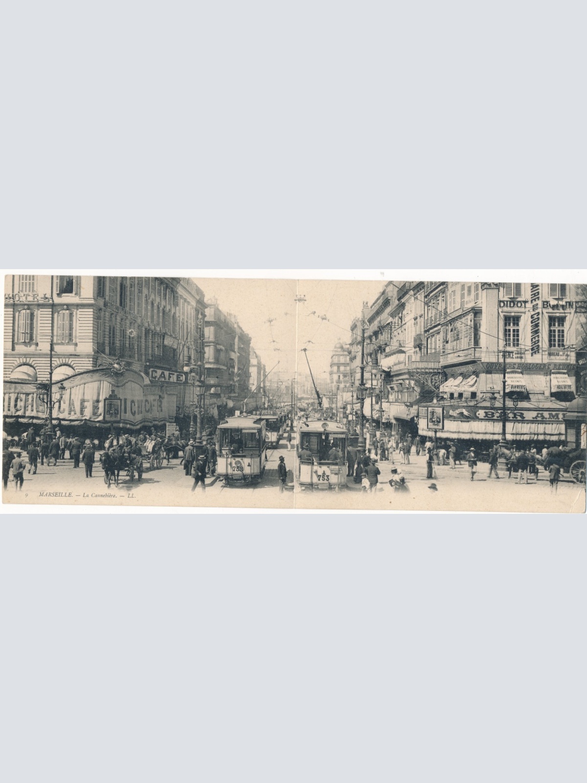 Doppel Karte aus Marseille mit Strassenbahn Frankreich Ansichtskarte (14381)