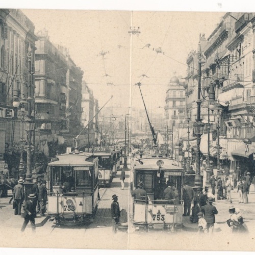 Doppel Karte aus Marseille mit Strassenbahn Frankreich Ansichtskarte (14381)