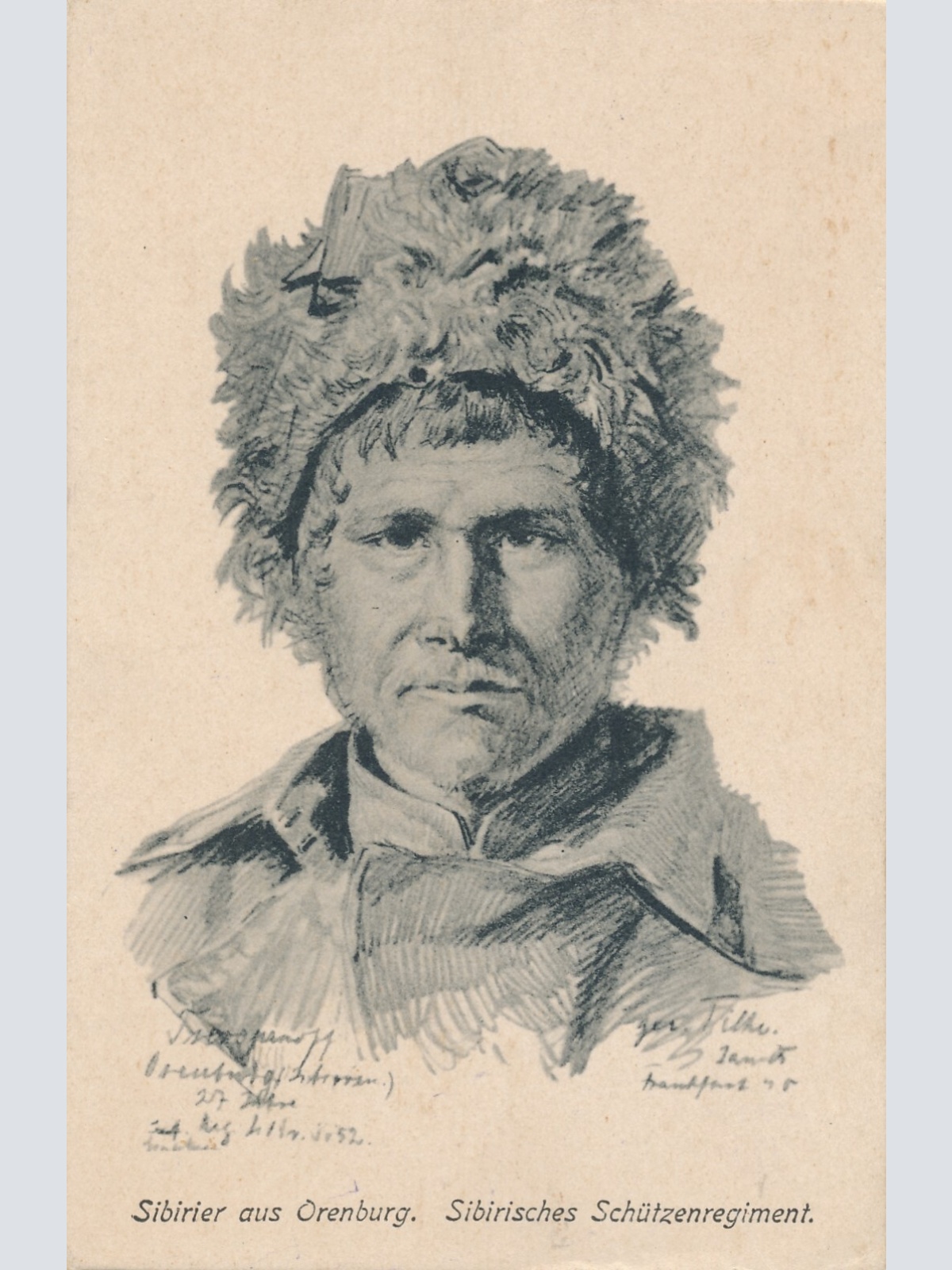 AK Sibirisches Schhützenregiment Russ. Soldaten - Typen Ansichtskarte (14435)