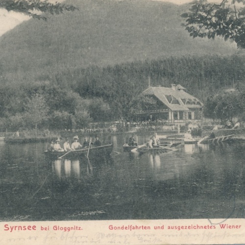 AK gruß vom Syrnsee bei Gloggnitz mit Booten Steiermark Ansichtskarte (14462)