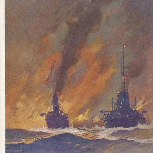 AK Harry Heusser die Zerstörung der Petroleumreservoirs Ansichtskarte (14555)