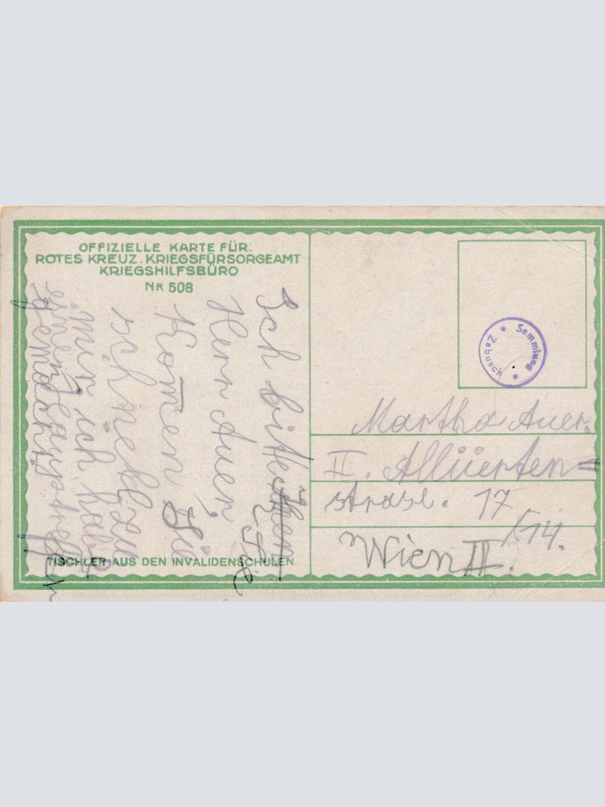 Rot - Kreuz - Karte Nr. 508 Tischler aus den Invalidenschu Ansichtskarte (14557)