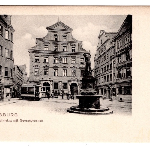 AK, Augsburg, Stadtmetzg mit Georgsbrunnen, Bayern, Ansichtskarte (S7038)