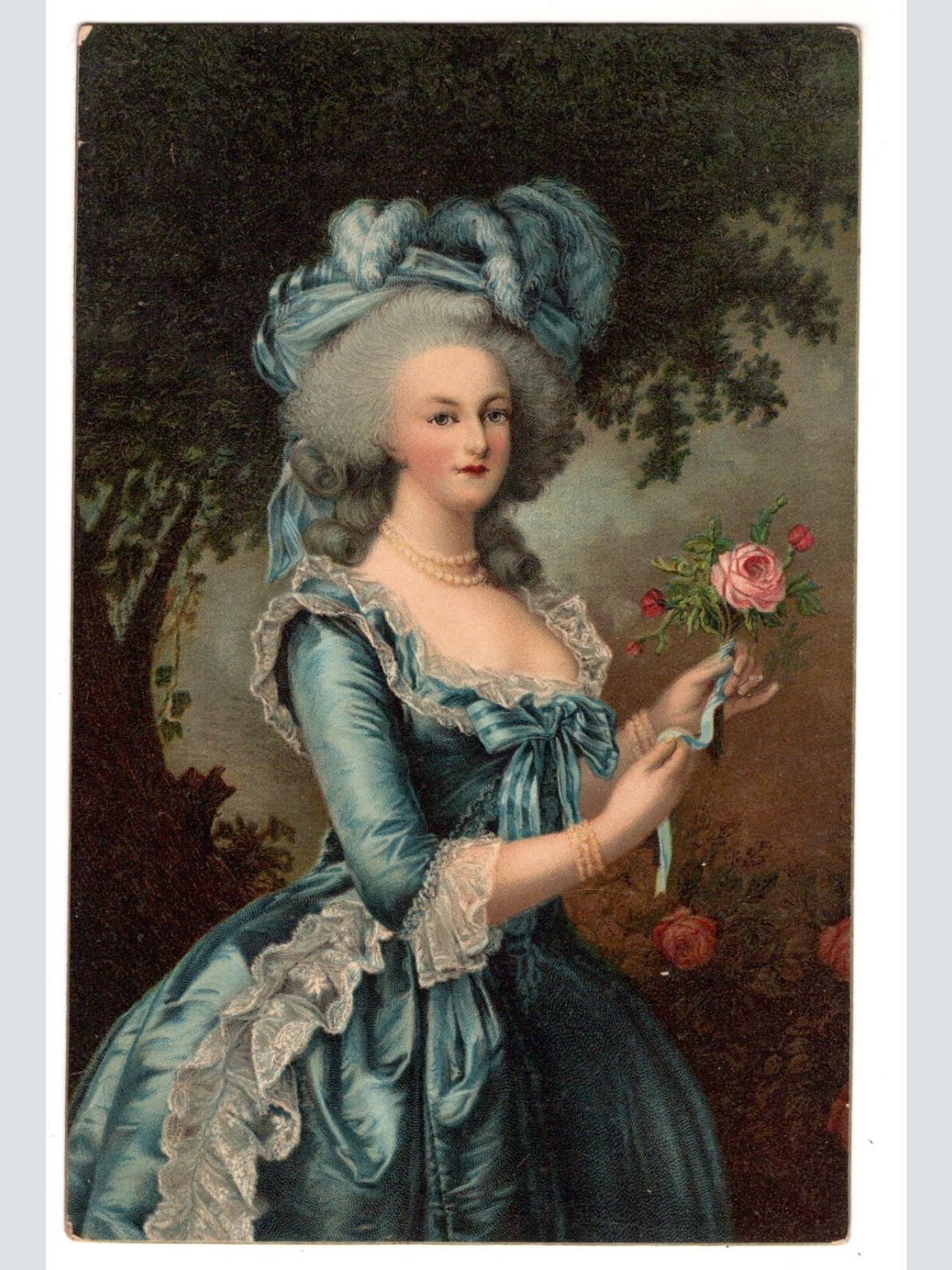 AK, Frau mit Hut und Rose, Ansichtskarte (S7284)