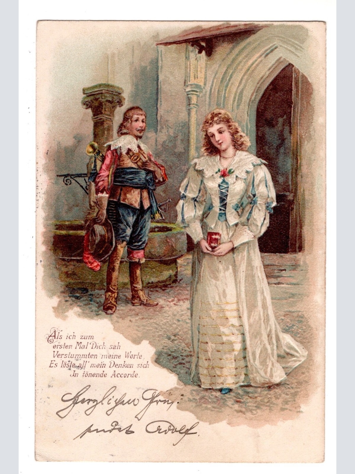 Präge-AK, Als ich zum ersten Mal dich sah Verstummten, Ansichtskarte (S7285)