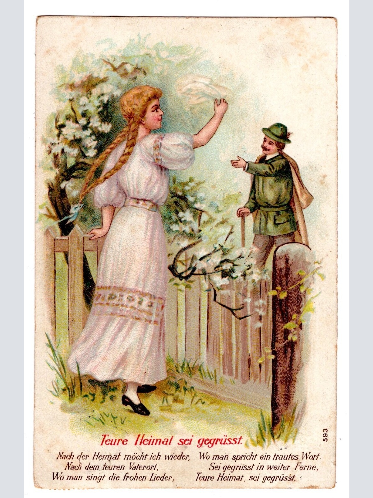 Präge-AK, Teure Heimat sei gegrüsst, Ansichtskarte (S7289)