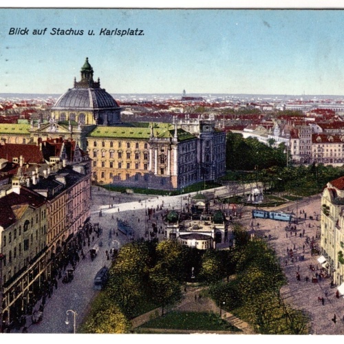 AK, München, Blick auf Stachus u. Karlsplatz, Bayern, Ansichtskarte (S7343)