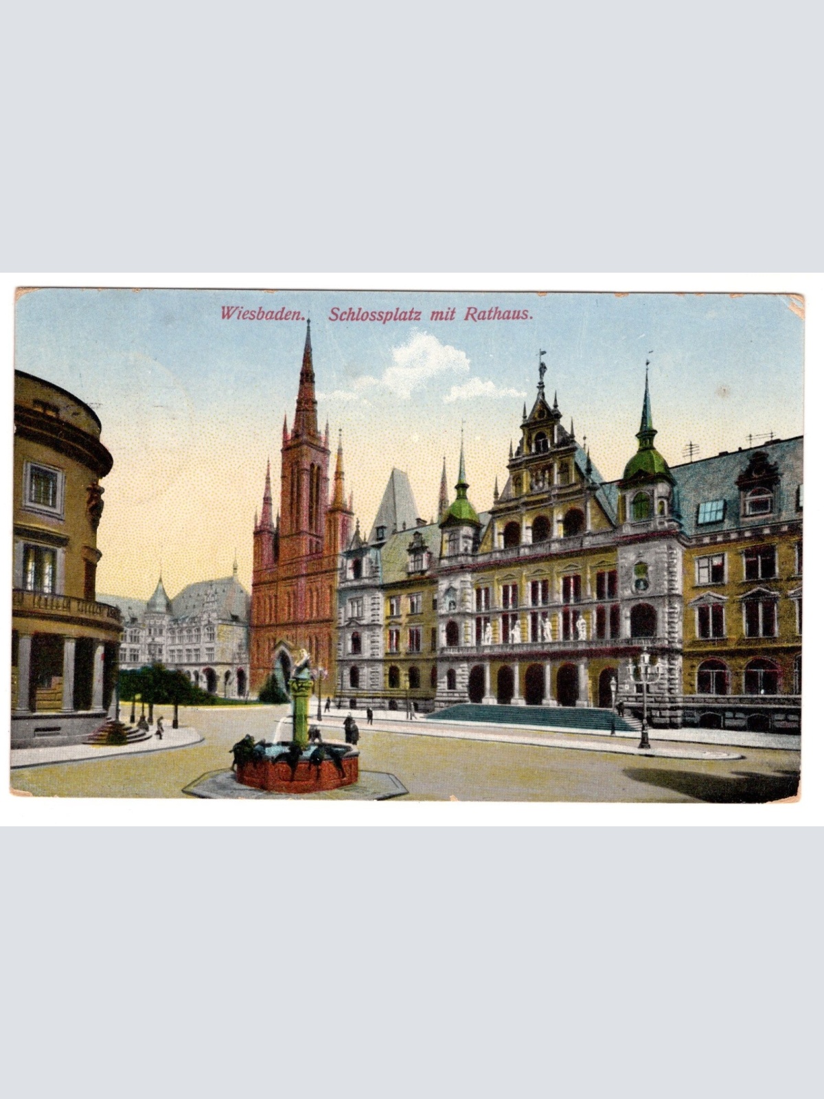 AK, Wiesbaden, Schlossplatz mit Rathaus, Hessen, Ansichtskarte (S7404)