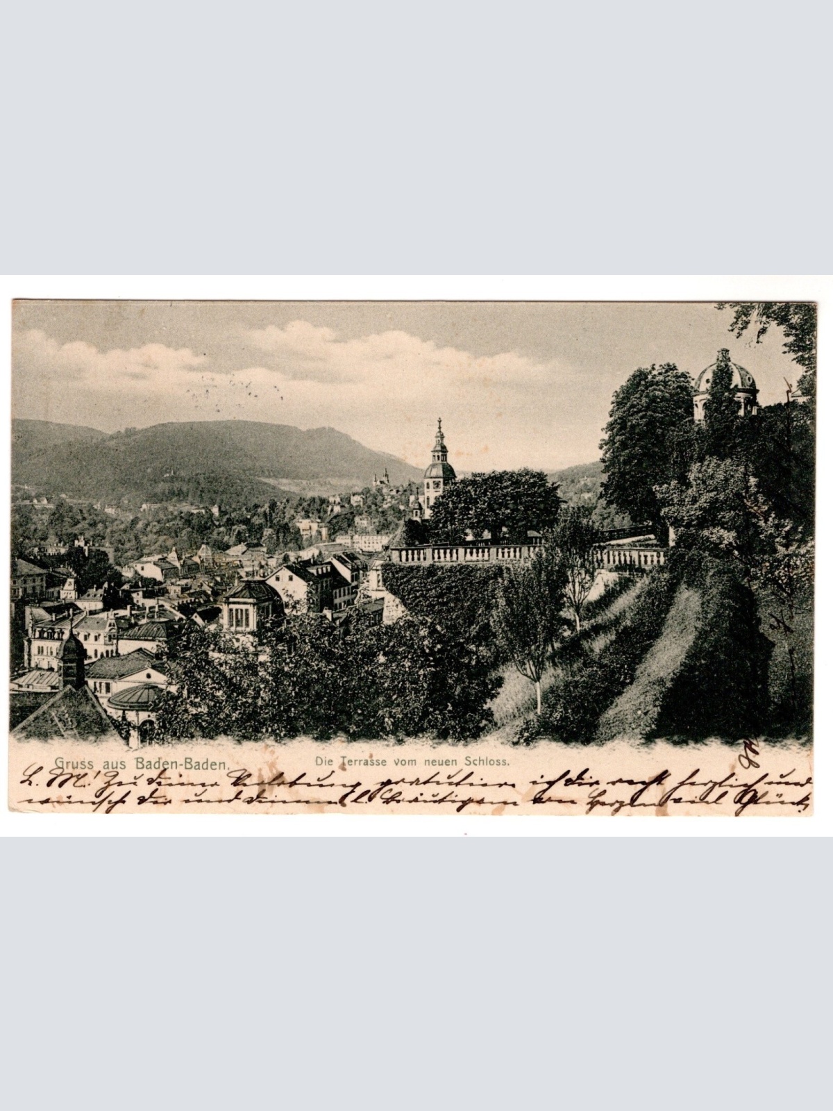 AK, Baden-Baden, Terrasse vom Schloss, Baden-Württemberg, Ansichtskarte (S7410)