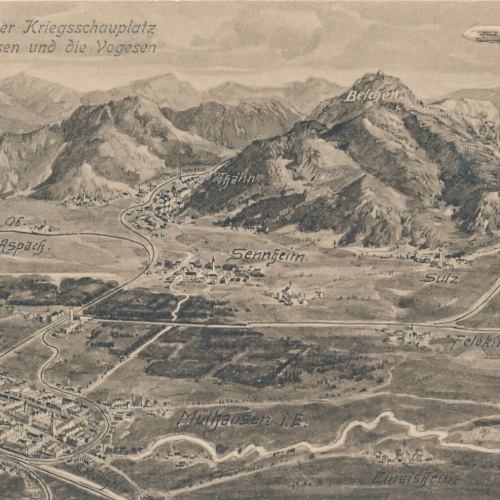 AK Westlicher Kriegsschauplatz mit Zeppelin Militaria Ansichtskarte (14620)