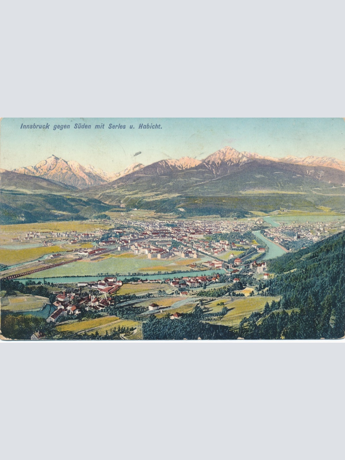 AK Innsbruck gegen Süden mit Serles Tirol Ansichtskarte (14759)