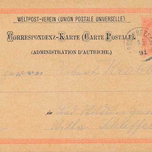 5 Kreuzer Ganzsachen - Karte aus Herreskretschen Ansichtskarte (14936)